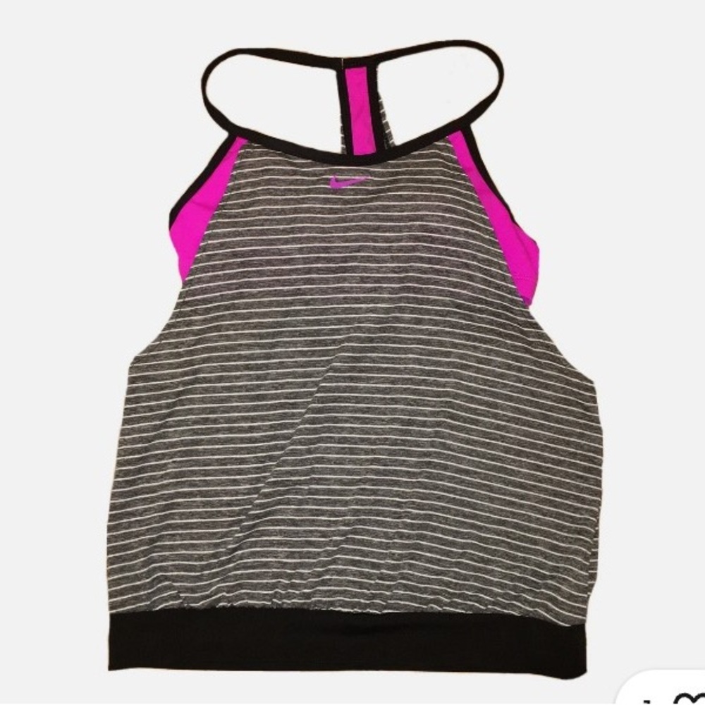 Nike Pink and Gray Striped Tank Top